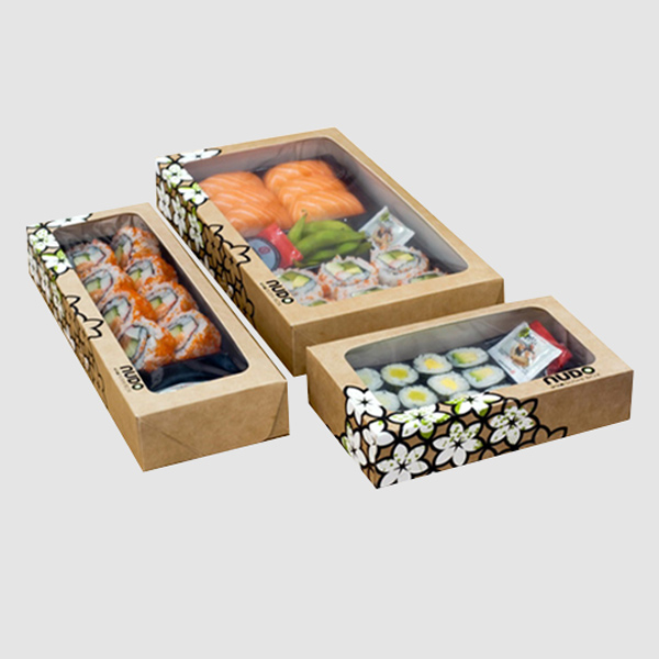 Custom Print Kraft Sushi Box with Transparent Window