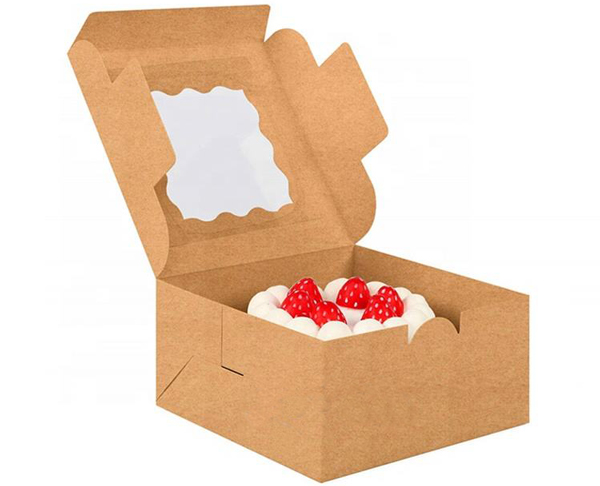 Custom Printed Kraft Packaging Boxes for Cake with Window